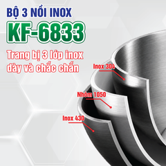 Bộ 3 nồi inox KUNGFU KF-6833