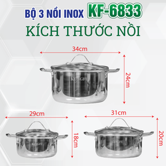 Bộ 3 nồi inox KUNGFU KF-6833