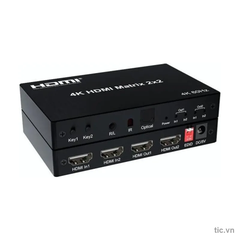 Bộ Chia HDMI Matrix 2x2 DTECH DT-7442W 4K60Hz Tách Âm Thanh