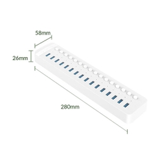 Bộ chia USB HUB 16 cổng USB 3.0 với các công tắc riêng lẻ CT2U3-16AB-WH | Hàng chính hãng