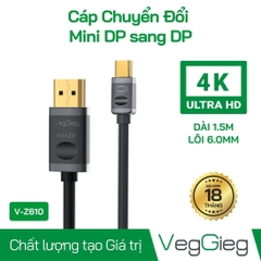 Mini DisplayPort to DisplayPort 4K Cable - V-Z610 | Hàng chính hãng