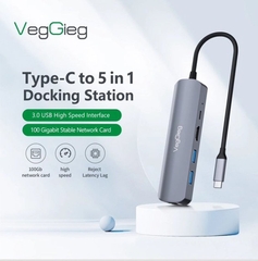 Hub Type-C VegGieg V-TC05R ra HDMI, 2 USB 3.0, PD, LAN