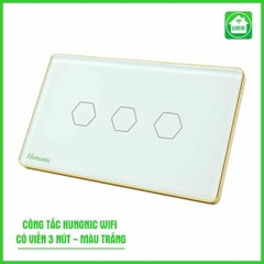 Công tắc cảm ứng WiFi Hunonic 3 Nút, HCN, màu Đen/Trắng
