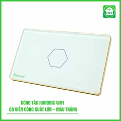 Công tác càm ứng WiFi Hunonic 1 Nút, HCN, màu Đen/Trắng