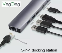 Hub Type-C VegGieg V-TC05R ra HDMI, 2 USB 3.0, PD, LAN