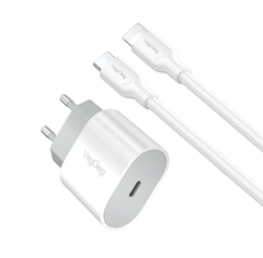 PD20W fast charger + USB-C to C white data cable 1.2M EU set - V-M101 | Hàng chính hãng