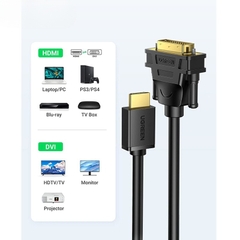 Cáp HDMI to DVI (24+1) dài 3m Ugreen UG-10136 chính hãng | Hàng chính hãng