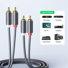 Cáp AV hoa sen 2 đầu RCA dài 2m chính hãng Ugreen 10518 | Hàng chính hãng