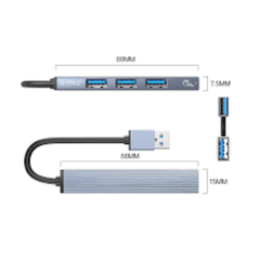 Bộ chia Type C ra 4 cổng USB 3.0 & 2.0 AH-13-GY-BP | Hàng chính hãng