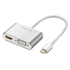 Cáp chuyển USB Type C To HDMI và VGA Chính hãng Ugreen 50317 vỏ nhôm | Hàng chính hãng