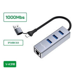 Hub USB 3.0 + LAN Gigabit VegGieg V-K310 – 3 cổng USB