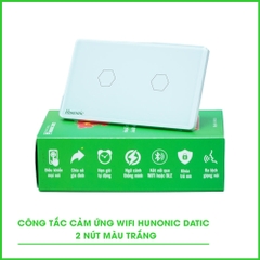 Công tác cám ứng WiFi Hunonic 2 Nút, HCN, màu Đen/Trắng