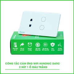 Công tắc cám ứng WiFi Hunonic 2 Nút 1 ổ, HCN, màu Đen/Trắng