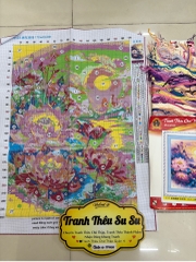 Tranh thêu kín Hoa sen 6123, kích thước 50 x 68 cm