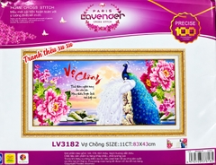 Tranh thêu chữ thập Vợ chồng LV3182, kích thước 83 x 43 cm