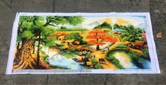 Tranh thành phẩm Đồng quê, kích thước 150 x 65 cm (đã thêu sẵn)