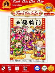 [Tranh 4 sợi] Tranh thêu kín Thẩn tài gõ cửa A911, kích thước 60 x 80 cm