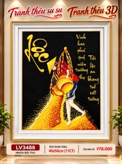 Tranh thêu chữ thập chữ Lộc LV3488, kích thước 40 x 50 cm