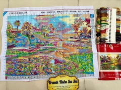 Tranh thêu kín Quê hương tươi đẹp E283, kích thước 80 x 60 cm
