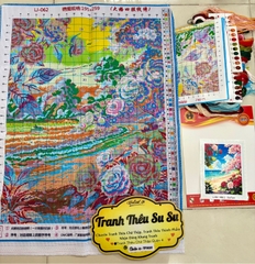 Tranh thêu kín Phong cảnh LJ062, kích thước 55 x 75 cm