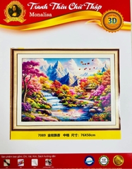 Tranh thêu kín phong cảnh thiên nhiên 7098, kích thước 76 x 50 cm