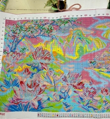 Tranh thêu kín Hoa Sen tinh khiết VS9137, kích thước 58 x 98 cm
