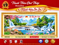 Tranh thêu kín Sơn thuỷ hữu tình MN0003, kích thước 149 x 55 cm
