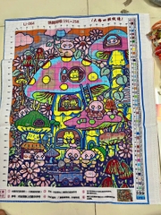 Tranh thêu kín Gấu trúc dễ thương LJ064, kích thước 55x75 cm, 11ct thêu kín 3 sợi