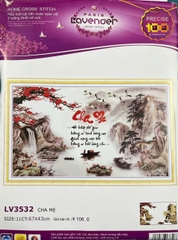 Tranh thêu chữ thập Cha mẹ LV3532, kích thước 67 x 43 cm