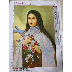 Tranh thêu chữ thập Đức Mẹ Maria LV3507, kích thước 43 x 59 cm