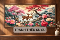 Tranh thêu chữ thập Hươu tài lộc VS9187 (thêu kín), kích thước 120 x 55 cm