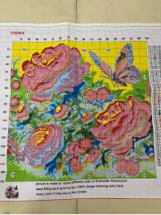 Tranh thêu kín Hoa mẫu đơn hồ điệp VS8900, kích thước 50x50 cm