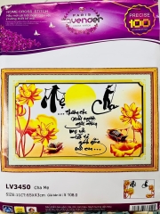 Tranh thêu chữ thập Cha mẹ LV3450, kích thước 65 x43 cm