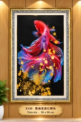 Tranh thêu kín cá bê ta E110, kích thước 50 x 90 cm, khách mua tự thêu