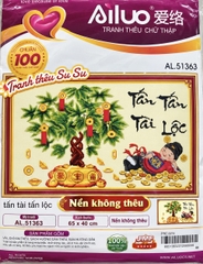 Tranh thêu chữ thập Tấn Tài tấn lộc AL51363, kích thước 65 x 40 cm