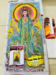 Tranh thêu kín quan âm 69478, kích thước 60x120 cm