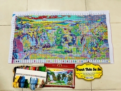 Tranh thêu kín Phong cảnh hữu tình E96, kích thước 100 x55 cm