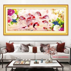 Tranh thêu kín Cửu ngư VS8141, kích thước 100 x 50 cm