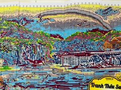 Tranh phong cảnh thêu kín Non nước hữu tình EDB215, kích thước 150 x 70 cm