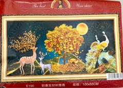 Tranh thêu kín Hươu tài lộc E190, kích thước 100 x 55 cm