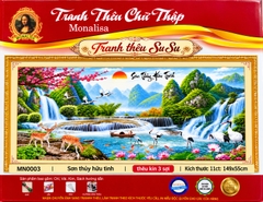 Tranh thêu kín Sơn thuỷ hữu tình MN0003, kích thước 149 x 55 cm