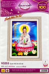 Tranh thêu Phật quan âm LV3253, kích thước 44 x 55 cm