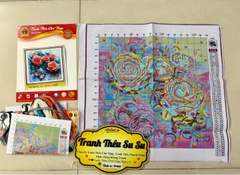 Tranh hoa Hồng và cặp nhẫn 6448, kích thước 50x50 cm