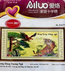 Tranh thêu Song hùng tương ngộ AL53477, kích thước 114x 62 cm
