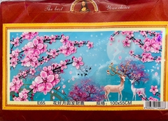 Tranh thêu kín Hươu vườn đào E65, Kích thước 100 x 55 cm