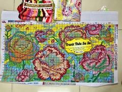 Tranh thêu kín Hoa mẫu đơn 65289, kích thước 105 x 60 cm