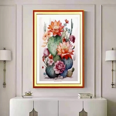 Tranh thêu kín Xương rồng MN0324, kích thước 50x68 cm