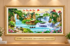 Tranh thêu chữ thập Lưu thủy sinh tài LV3308, kích thước (Thêu 3D), kích thước 160 x 72 cm