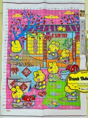Tranh thêu kín thỏ phơi thóc VS8809, kích thước 60x80 cm