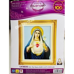 Tranh thêu chữ thập Đức Mẹ Maria LV3035, kích thước 43 x 51 cm